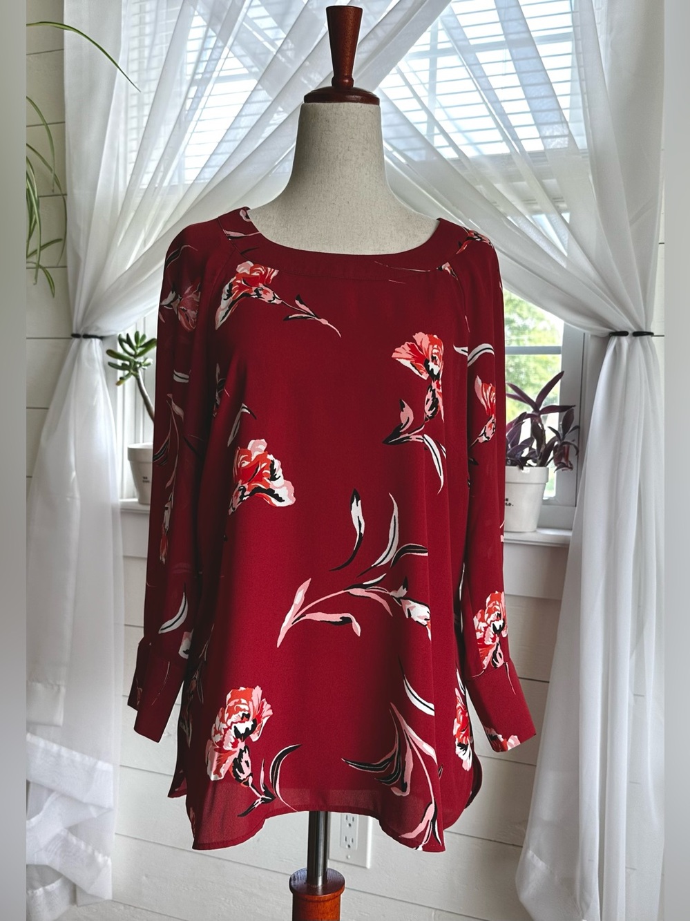 Daniel Rainn Jinnie Zipper Detail Blouse Burnt Orange Long Sleeve Size Small NWT